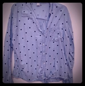 Women's button-down tie front collared shirt